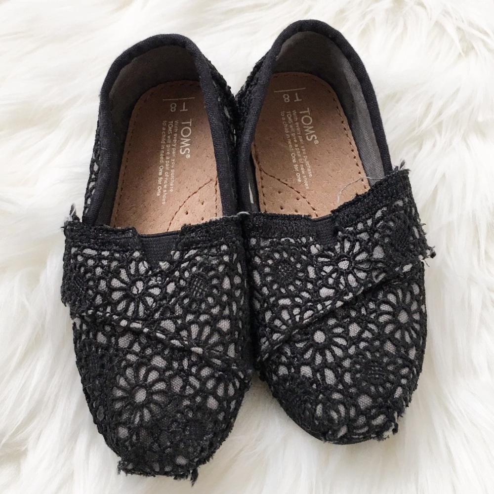 Worn Twice Tiny TOMS Black Eyelet